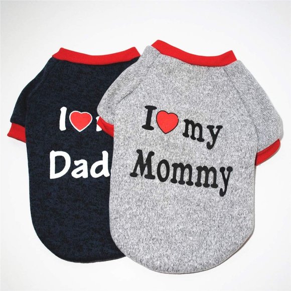 Pet Clothes, Dog or Cat Sweater I Love My Daddy Sweatshirt Outfit - Picture 10 of 11
